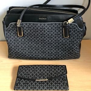 Like new authentic Coach bag and matching wallet.